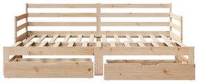 Sofá-cama com gavetão e gavetas sem colchão 90x200 cm