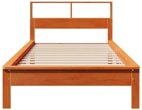 Cama com estante sem colchão 90x200cm pinho maciço castanho-mel