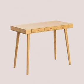 Escrivaninha 100x50 Cm Em Bambu Com Gavetas Takeo Natural - Sklum