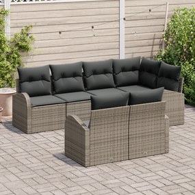 Conjunto de Sofá de Jardim vidaXL de 7 Peças com Almofadas Rattan Poli