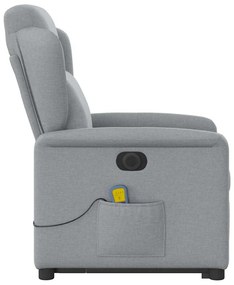 Poltrona elétrica reclinável massagens tecido cinzento-claro