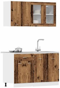 4 pcs armário de cozinha conjunto deriv. madeira madeira velha