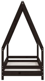 Estrutura de cama infantil 70x140 cm pinho maciço preto