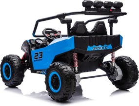 Buggy elétrico para Crianças 24V, 4x200W, 2 lugares TURBO 23, Rodas Espuma EVA, Assento Couro ecológico Azul