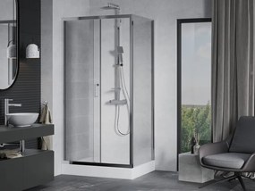 Mexen Apia cabine de duche deslizante 100 x 80 cm, transparente, cromada + base de duche Rio - 840-100-080-01-00-4510