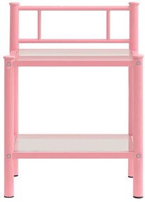 Mesas de cabeceira 2 pcs metal rosa e vidro transparente