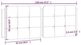 Almofadão de cabeceira 120 cm couro artificial preto e branco