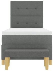 Cama Box Spring com Colchão e Banco Cinza Escuro 100x200 cm Tecido