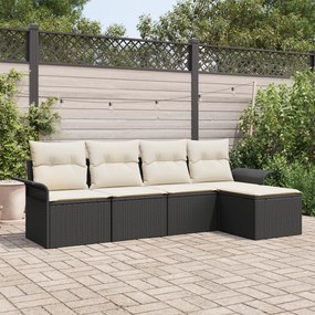Conjunto de Sofá de Jardim vidaXL de 5 Peças com Almofadas de Rattan P