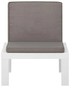 Cadeiras de jardim com almofadões 2 pcs plástico branco