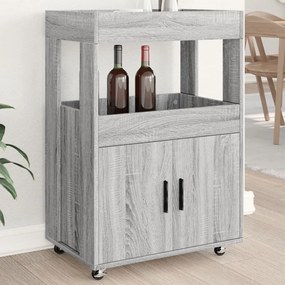 Carrinho de bar 60x39,5x89 cm deriv. de madeira cinzento sonoma