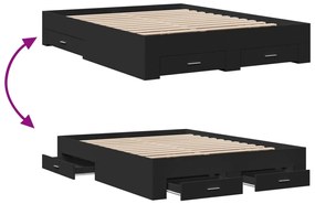 Estrutura de cama c/ gavetas 160x200 cm derivados madeira preto