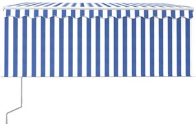 Toldo retrátil automático com estore 3,5x2,5 m azul e branco