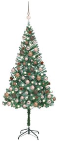 vidaXL Árvore Natal artificial pré-iluminada c/ bolas e pinhas 180 cm