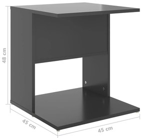 Mesa de apoio 45x45x48 cm derivados de madeira cinza brilhante