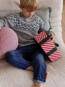 Camisola Jacquard de Natal coleção cápsula família, para menino cinza mesclado