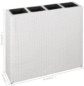 Floreiras de jardim com 4 vasos 2 pcs vime PE branco