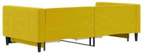Sofá-cama com gavetão e gavetas 100x200 cm veludo amarelo