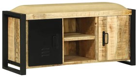 Armário Banco 100x35x50 cm Madeira Sólida de Mangueira Rugosa