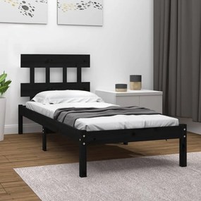 Estrutura cama pequena solteiro 75x190 cm madeira maciça preto