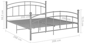 Estrutura de cama 200x200 cm metal cinzento