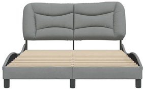 Estrutura de cama sem colchão 140x190 cm tecido cinzento-claro