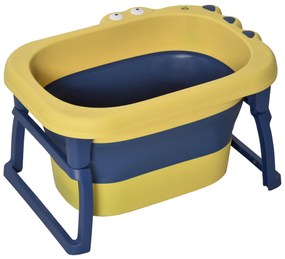 HOMCOM Banheira Dobrável para Bebé de 0-6 Anos Capacidade 105L Banheira Portátil para Crianças 75,3x55,4x43cm Amarelo e Azul