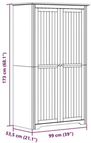 Roupeiro BODO 99x53,5x173 cm madeira de pinho maciça branco