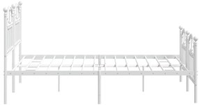 Estrutura de cama com cabeceira e pés 140x190 cm metal branco