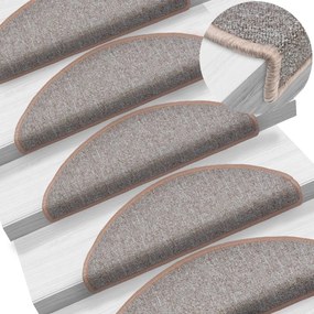 vidaXL Tapetes de escadas 10 pcs 65x24x4 cm castanho-claro