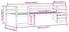 Estrutura de cama infantil 90x190 cm madeira de pinho maciça