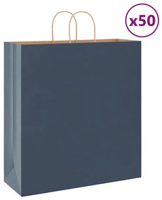 vidaXL Sacos de papel 50 unid com alças azul 45x17x48 cm