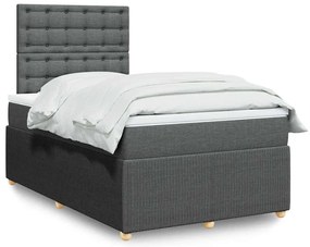 Cama boxspring com colchão 120x190 cm tecido cinzento-escuro