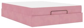 Estrutura da Cama Outros Rosa 140 x 200 cm Veludo