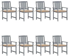 Cadeiras de jardim c/ almofadões 8 pcs acácia maciça cinzento
