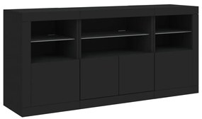 Aparador com luzes LED 142,5x37x67 cm preto