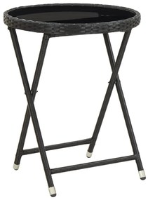 3 pcs conjunto bistrô para jardim vime PE e vidro preto