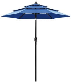 vidaXL Guarda-sol de jardim 3 camadas c/ poste alumínio 2 m azul-ciano