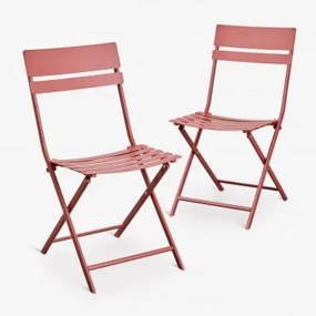 Pack De 2 Cadeiras De Jardim Dobráveis Em Aço Tamarit Terracota - Sklum