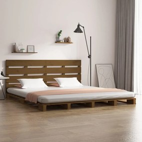 vidaXL Estrutura cama peq. casal 120x190 cm pinho maciço castanho mel