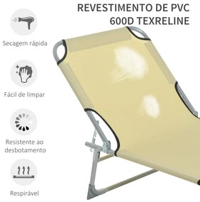 Espreguiçadeira Dobrável e Reclinável em 4 Posições Espreguiçadeira de