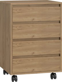 HOMCOM Bloco de Gavetas de Escritório com 4 Gavetas Rodas para Escritório 46x40x65 cm Castanho | Aosom Portugal