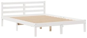 Cama com estante sem colchão 140x190 cm pinho maciço branco
