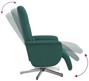 Cadeira massagens reclinável c/ apoio pés tecido verde-escuro