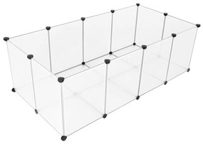 Cercadinho para animais de estimação SONGMICS, cercado e gaiola para porquinhos-da-índia com piso, recinto interno de plástico transparente faça você mesmo para hamsters, coelhos, ouriços, habitat de exercícios para pequenos animais, branco LPC02W
