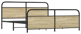Estrutura de cama sem colchão 200x200cm metal carvalho sonoma