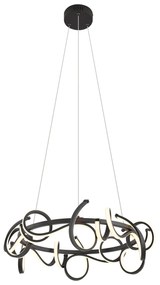 LED Candeeiro suspenso de design preto redondo regulável em 3 níveis - Krisscross Moderno