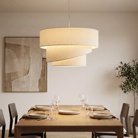 Candeeiro Suspenso com 3 Abajures, 50 x 50 x 37,5 cm, Altura Regulável, Bege