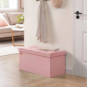 Banco com espaço de arrumação 38 x 76 x 38 cm cor-de-rosa pastel