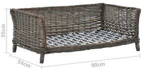 Cesto p/ cães almofadão cinzento 90x54x35 cm salgueiro genuíno